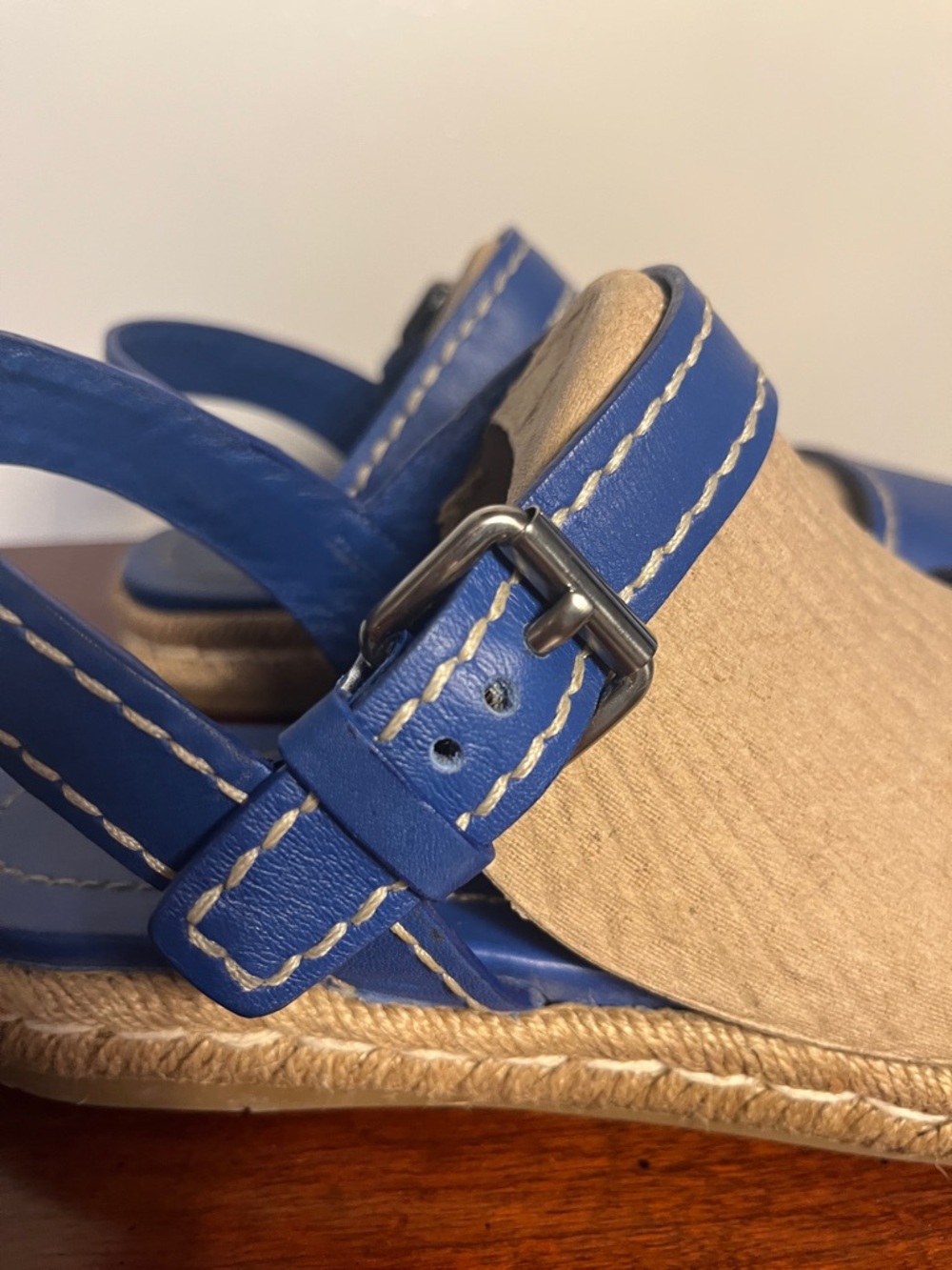Prada Marine Blue Women’s Sandals with Braided Jute Sole Size 38 - Picture 8 of 12